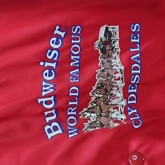 Vintage Budweiser World Famous Clydesdale Red Satin Snap Jacket - Picture 2 of 12